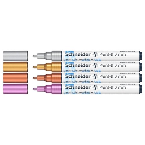 Набор маркеров для декорирования Schneider Paint-It 011 04цв, металлик, 2,0мм