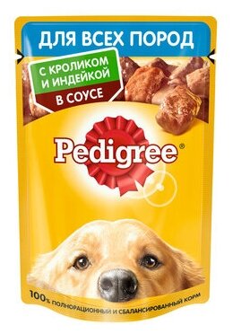 Pedigree Паучи для взрослых собак всех пород с кроликом и индейкой в соусе 85г 10222563 0,085 кг 43496 (2 шт)