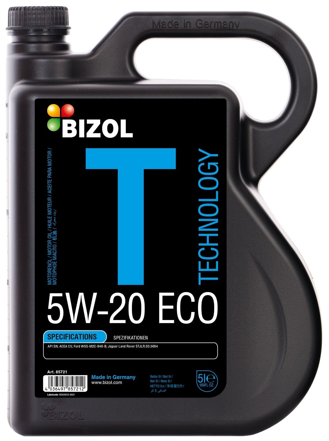 Масло моторное синтетическое Technology 5W-20 ECO SN C5 (5л) BIZOL 85721