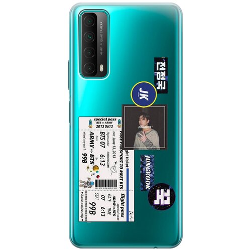 Силиконовый чехол с принтом BTS Stickers для Huawei P Smart (2021) / Хуавей П Смарт (2021) силиконовый чехол с принтом suach a perfect day для huawei p smart 2021 хуавей п смарт 2021