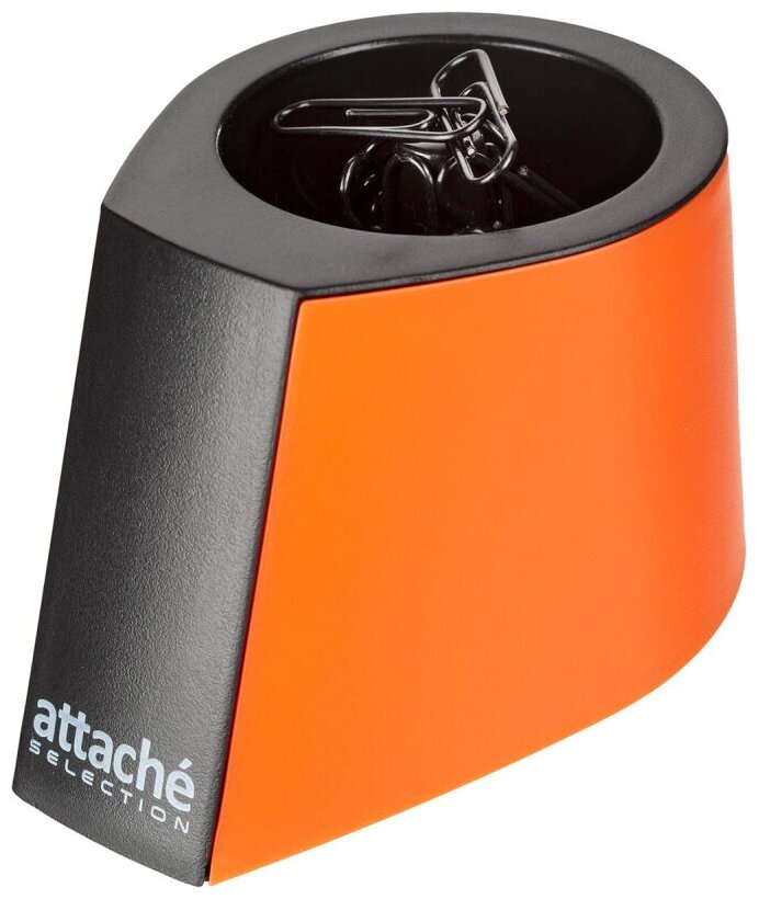 Скрепочница магнитная Attache Selection, цвет черный/оранжевый