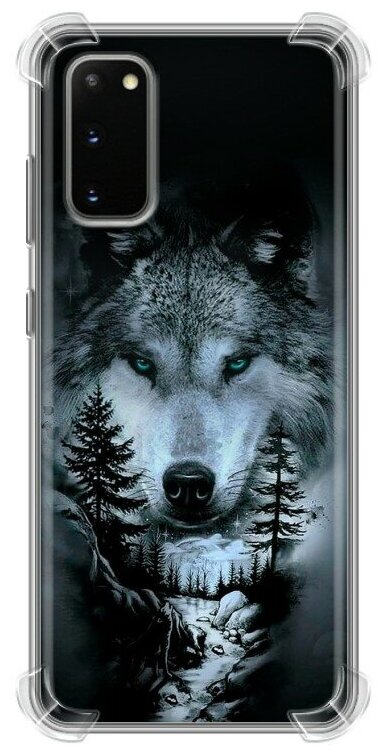 Дизайнерский силиконовый с усиленными углами чехол для Самсунг S20 / Samsung Galaxy S20 Лесной волк