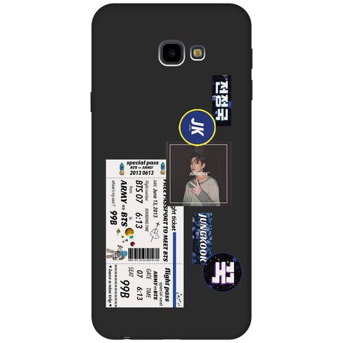 Матовый чехол BTS Stickers для Samsung Galaxy J4+ / Самсунг Джей 4 плюс с 3D эффектом черный матовый чехол rich scrooge для samsung galaxy j4 самсунг джей 4 плюс с 3d эффектом черный