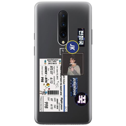 Силиконовый чехол с принтом BTS Stickers для OnePlus 7 Pro / ВанПлюс 7 Про матовый чехол bts stickers для oneplus 5 ванплюс 5 с 3d эффектом черный