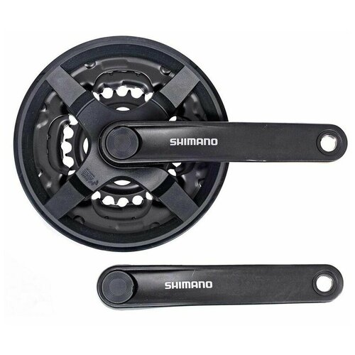 фото Система shimano ty301, 175мм, 42/34/24, с защитой, квадрат, черная, без упаковки