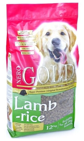 Корм сухой Nero Gold для Взрослых собак с ягненком и рисом, 12 кг