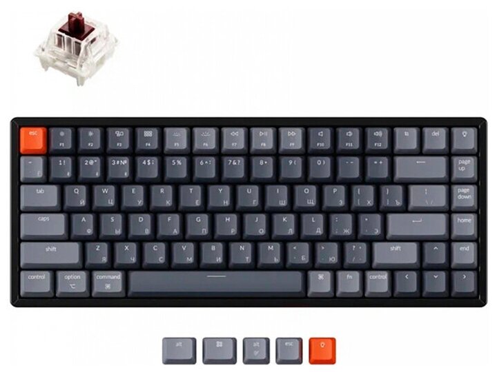 Клавиатура беспроводная Keychron K2, 84 клавиши, алюминиевый корпус, RGB подсветка, Hot-Swap, Gateron Brown Switch (K2-C3H)