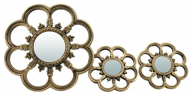 Комплект декоративных зеркал ''Анже'', бронза, 3шт, D12см, D6.5 см Qwerty 74055 Hoff - фото №7