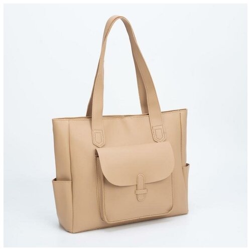 фото Сумка-тоут на молнии, цвет бежевый flap