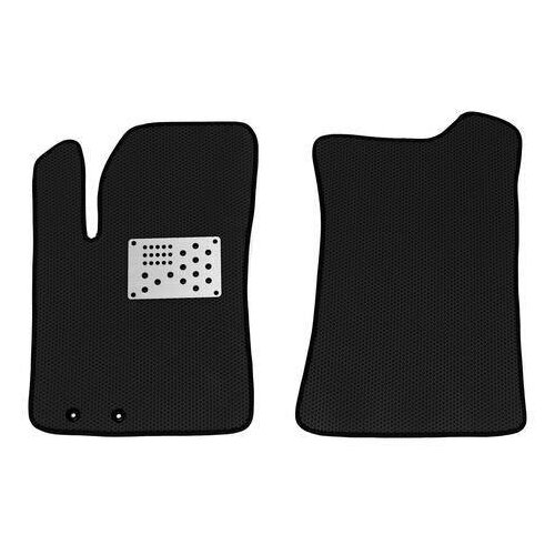 Комплект передних EVA ковриков для Land Rover Discovery 3 2004-2009/Лэнд Ровер Дискавери 3 2004-2009 (с алюминиевым подпятником) черные с черной окантовкой
