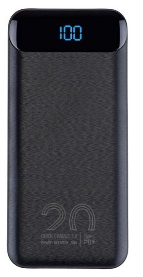 RIVACASE VA2580 (20 000mAh), QC/PD 20W внешний аккумулятор с дисплеем, черный /24