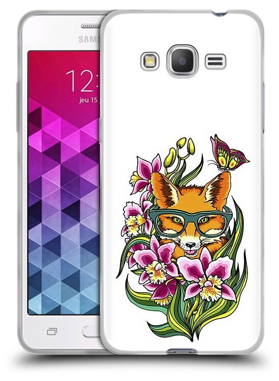 Чехол задняя-панель-накладка-бампер MyPads Лиса в цветах для Samsung Galaxy Grand Prime/Prime VE Duos SM-G530 противоударный