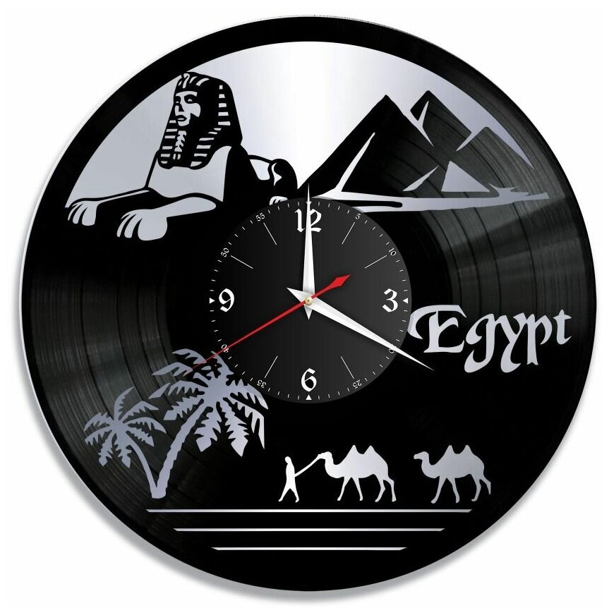 Часы из винила Redlaser "Египет, Egypt, Тутанхамон, Верблюды, пустыня, сфинкс" VW-10474-2