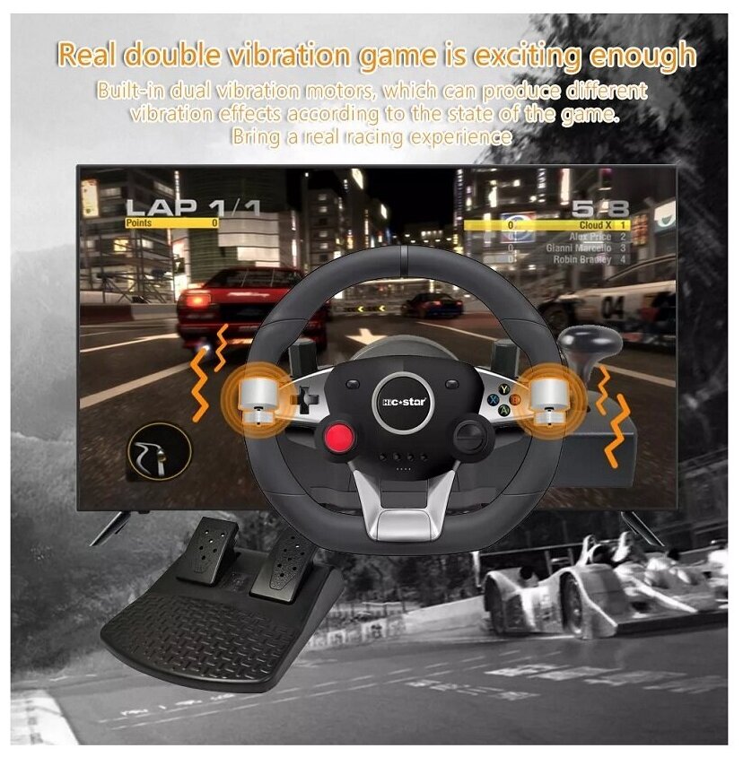 Универсальный игровой гоночный руль с педалями/приставка для консолей для ПК, PS3, PS4, Android, Xbox One, Xbox 360, Nintendo Switch