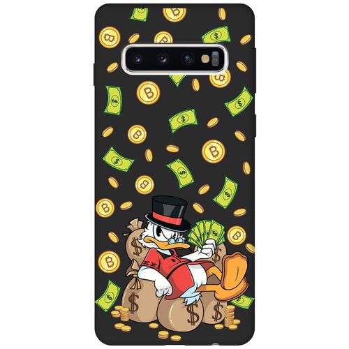 Матовый чехол Rich Scrooge для Samsung Galaxy S10 / Самсунг С10 с 3D эффектом черный матовый чехол rich scrooge для samsung galaxy s10 самсунг с10 плюс с 3d эффектом черный