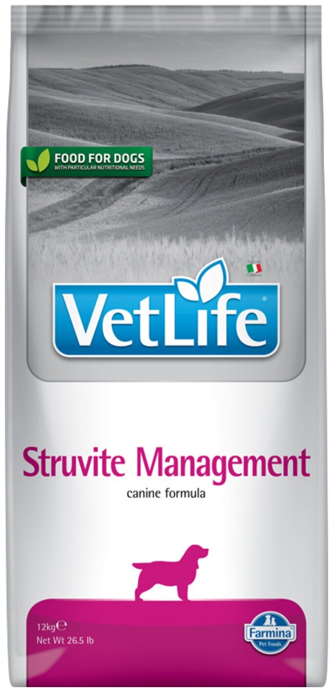 Сухой корм для собак Farmina Vet Life Struvite Management, при мочекаменной болезни 12 кг