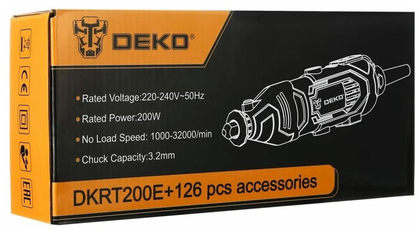Гравер электрический Deko DKRT200E + набор126 предметов (063-1415) - фото №9