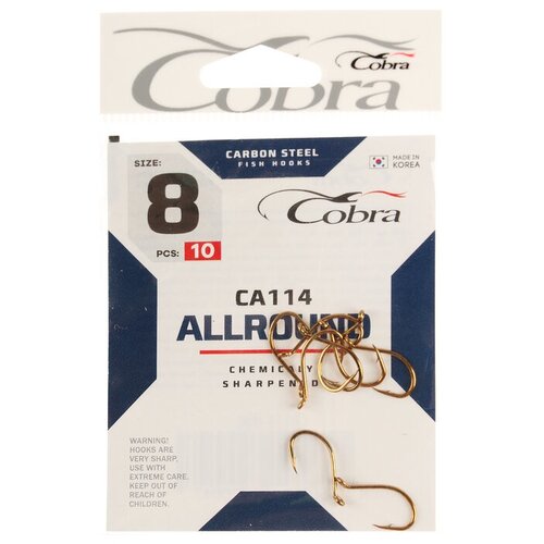 крючки cobra allround серия ca114 8 10 шт Крючки Cobra ALLROUND, серия CA114, № 8, 10 шт.