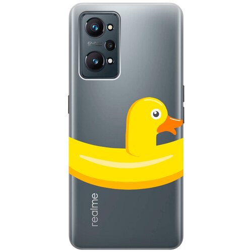 Силиконовый чехол на Realme GT Neo 2, Рилми ГТ Нео 2 с 3D принтом Duck Swim Ring прозрачный силиконовый чехол с принтом flamingo swim ring для realme gt рилми гт