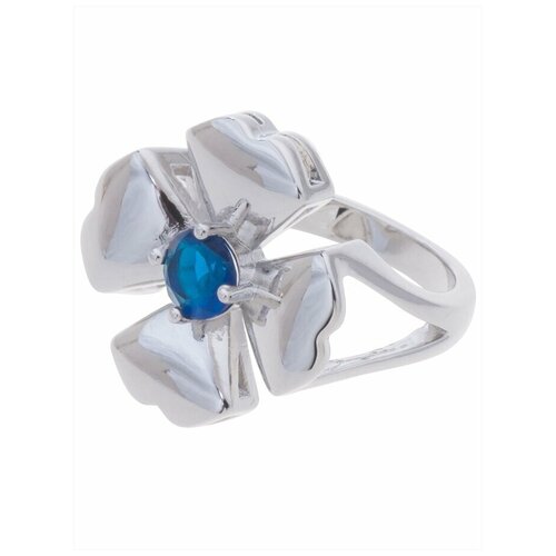 фото Кольцо lotus jewelry, бижутерный сплав, родирование, шпинель, размер 19, синий