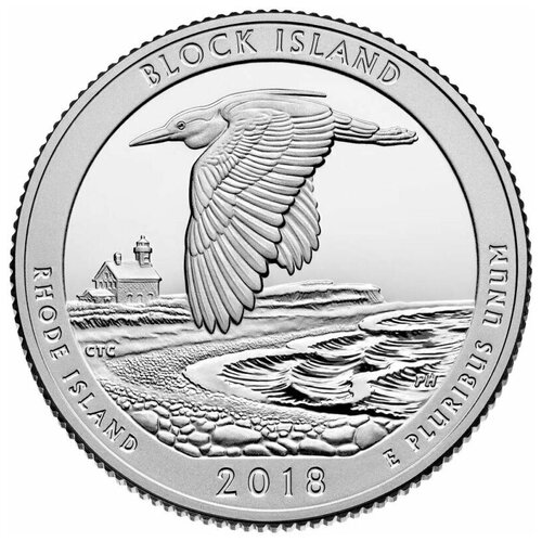 Монета 25 центов Остров Блок. Национальные парки. США D 2018 UNC