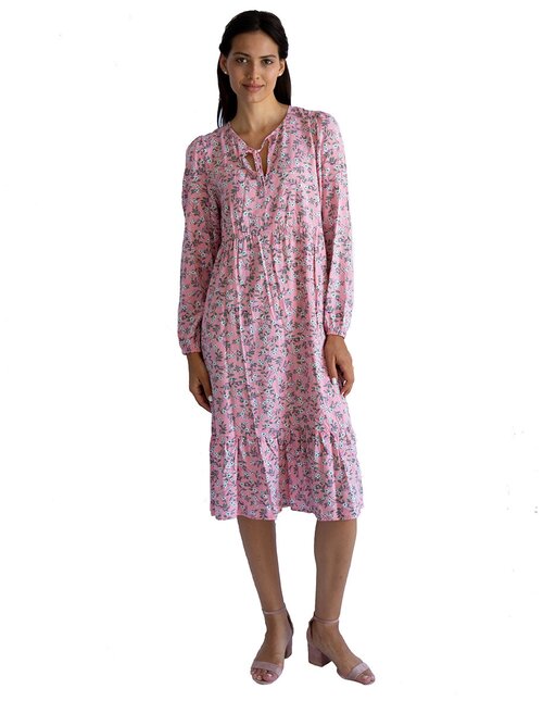 Платье Tuo Valersi, вискоза, повседневное, полуприлегающее, до колена, размер 42, розовый