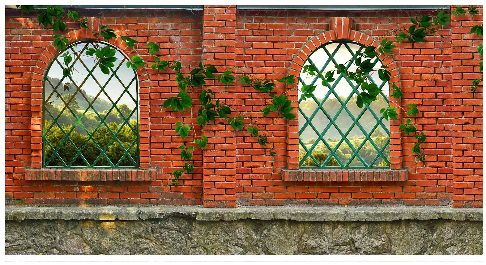 Фотосетка Мечта 300x158 см, "Забор с окнами" - фотография № 2