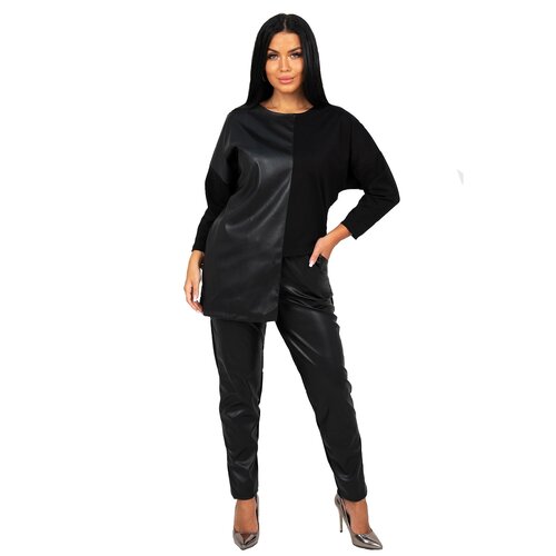 фото Женские брюки энтони из эко-кожи черного цвета, 46 размер натали