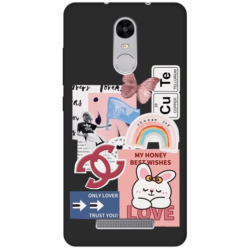 Матовый чехол Cute Stickers для Xiaomi Redmi Note 3 / Note 3 Pro / Сяоми Редми Ноут 3 / Ноут 3 Про с 3D эффектом черный матовый чехол locked w для xiaomi redmi note 3 note 3 pro сяоми редми ноут 3 ноут 3 про с 3d эффектом черный