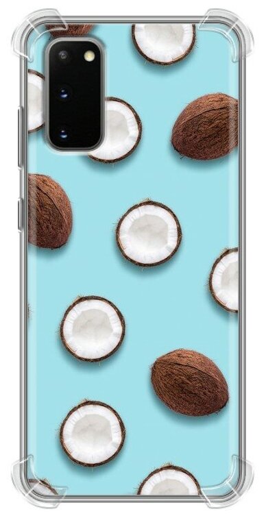 Дизайнерский силиконовый с усиленными углами чехол для Самсунг S20 / Samsung Galaxy S20 Кокосы