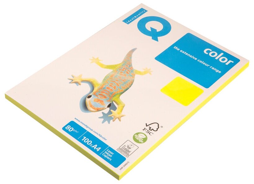 Бумага "IQ Color neon" А4, 80г/м2, 100л. (жёлтый неон) Mondi 088828