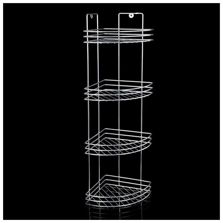 Полка угловая 4-х ярусная 27×21×69 см цвет хром