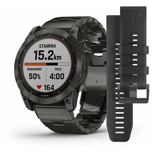 Умные часы Garmin Fenix 7x Sapphire Solar титановый серый титановый браслет и ремешок 13900000₽