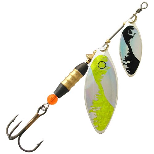 фото Блесна для рыбалки aqua double long 24,0g, лепестки № 2 + № 4, цвет dul-04 (серебро, желтый, черный), 1 штука