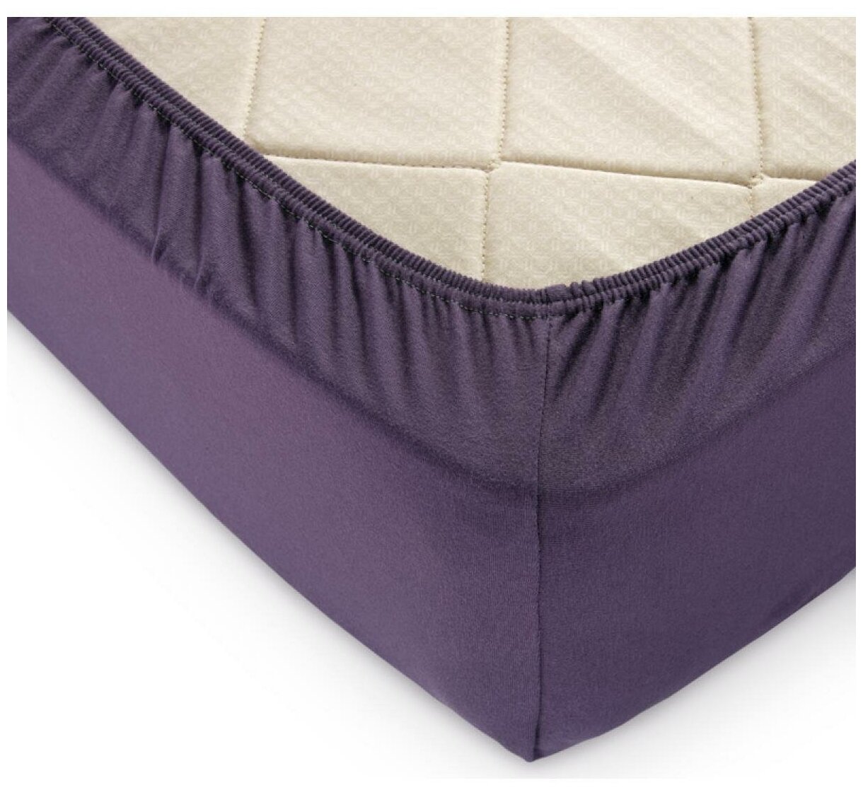 фото Простыня на резинке Текс-Дизайн Баклажан, 140х200х20, трикотаж, 100% хлопок