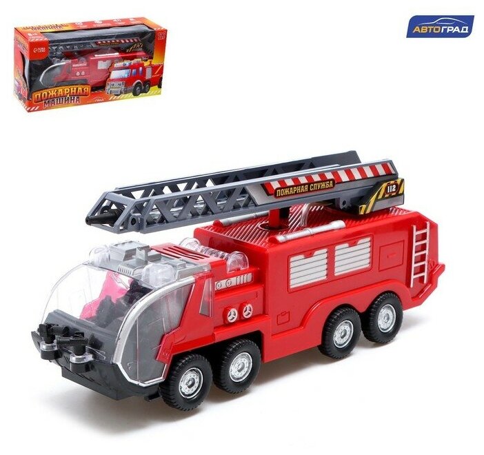 Машинка игрушечная Автоград Пожарная, стреляет водой, русская озвучка, свет и звук (SY755)