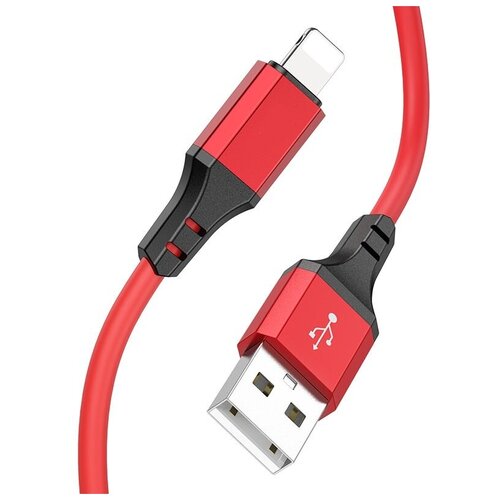Кабель для зарядки iphone Lightning огнестойкий силиконовый красный кабель aux 3 5 3 5 силикон цветной эконом 1m