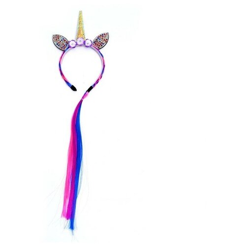 Карнавальный ободок Единорог, с косой карнавальный ободок единорог с косой