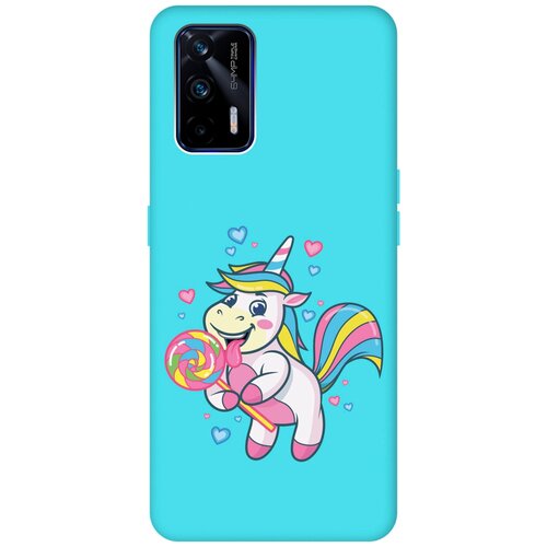 Матовый чехол Unicorn and candy для Realme GT / Рилми ГТ с 3D эффектом бирюзовый матовый чехол unicorn and candy для realme c35 рилми с35 с 3d эффектом бирюзовый