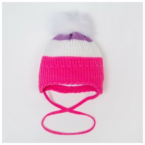 фото Шапка для девочк, цвет ярко-розовый-сиреневый, размер 48-50 без бренда
