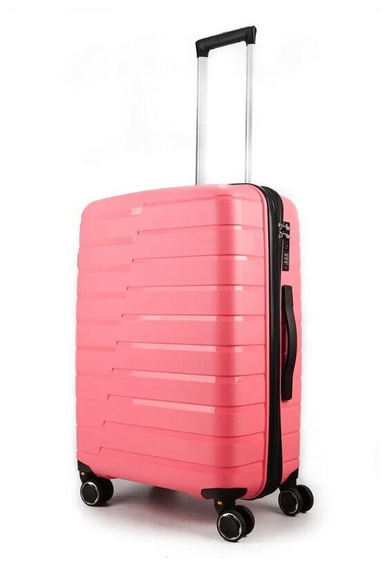 Impreza Shift - Чемодан розового цвета среднего размера со съемными колесами и расширением