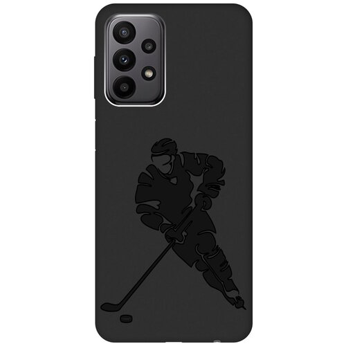 Матовый чехол Hockey для Samsung Galaxy A23 4G / Самсунг А23 4Г с 3D эффектом черный
