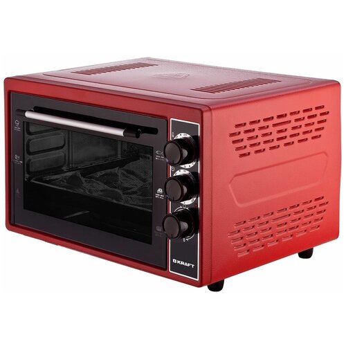 Мини-печь KRAFT KF-MO 3200 R 1500 Вт, 32 л, красный духовой шкаф kraft kf mo 3200 r красный