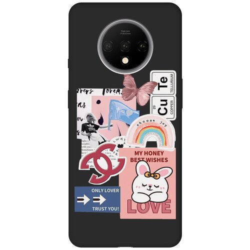 Матовый чехол Cute Stickers для OnePlus 7T / ВанПлюс 7Т с 3D эффектом черный матовый чехол hockey w для oneplus 7t ванплюс 7т с 3d эффектом черный