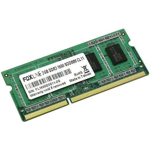 Оперативная память для ноутбука Foxline FL1600D3S11-2G SO-DIMM 2Gb DDR3 1600 MHz FL1600D3S11-2G foxline оперативная память для ноутбуков 2gb pc3 12800 1600mhz ddr3 so dimm foxline fl1600d3s11 2g cl11