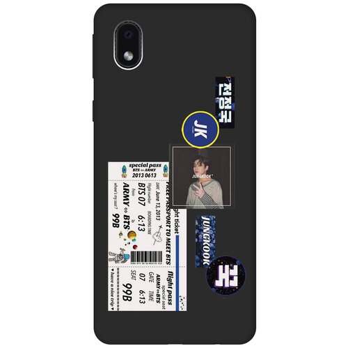 Матовый чехол BTS Stickers для Samsung Galaxy A01 Core / M01 Core / Самсунг А01 Кор с 3D эффектом черный матовый чехол bts stickers для samsung galaxy a01 самсунг а01 с 3d эффектом черный