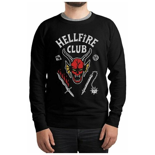 Свитшот DreamShirts с принтом Stranger Things - Hellfire Club / Очень Странные Дела Мужской Черный 48