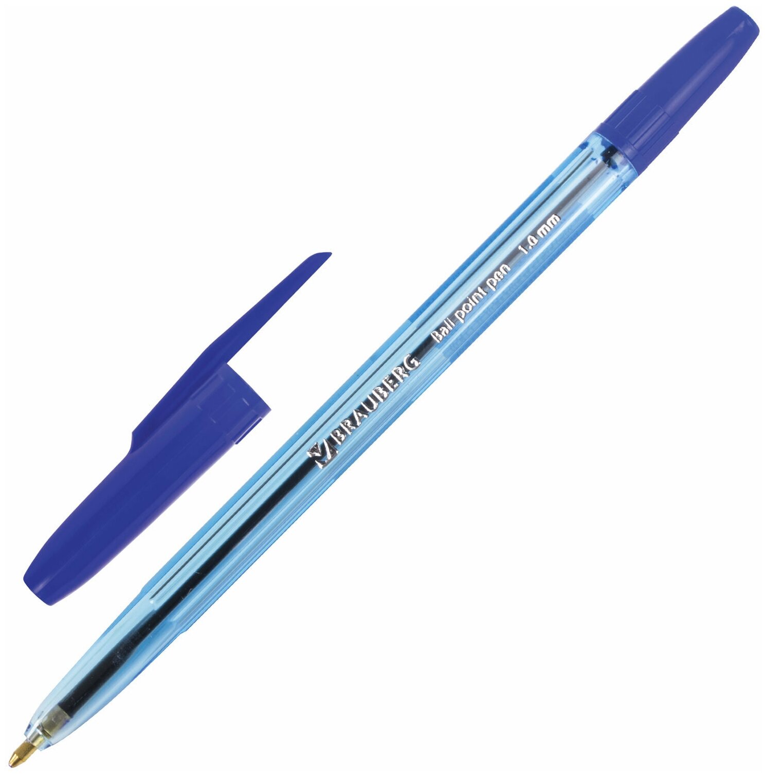 Ручка шариковая BRAUBERG "Carina Blue", синяя, корпус тонированный синий, узел 1 мм, линия письма 0,5 мм, 141669 (цена за 100 шт)
