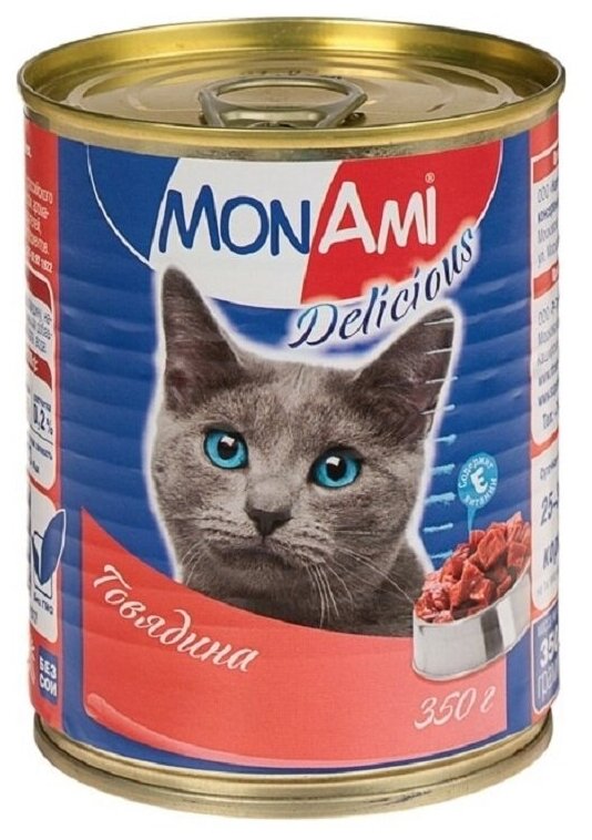 Monami консервы для кошек Говядина 350г