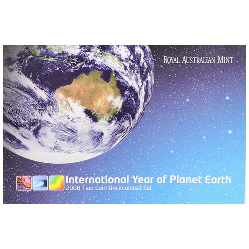 (2008, 2 монеты) Набор монет Австралия 2008 год Год планеты Земля Буклет